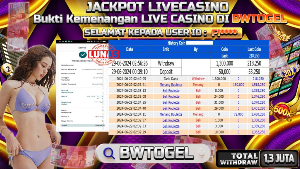 BUKTI JACKPOT ROULETTE TERPERCAYA DI INDONESIA TGL 29-06-2024