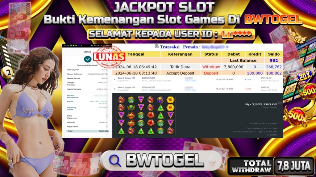 BUKTI JACKPOT SLOT GATES OF OLYMPUS 1000 TERPERCAYA DI INDONESIA TGL 18-06-2024