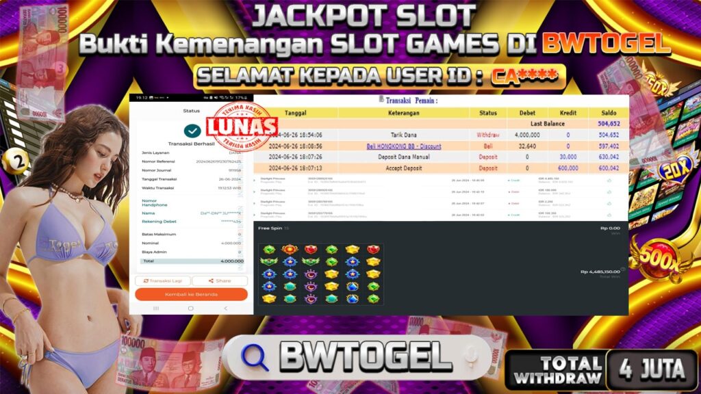 BUKTI JACKPOT SLOT STARLIGHT PRINCESS TERPERCAYA DI INDONESIA TGL 26-06-2024