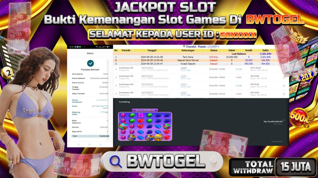 BUKTI JACKPOT SLOT SWEET BONANZA 1000 TERPERCAYA DI INDONESIA TGL 29-06-2024