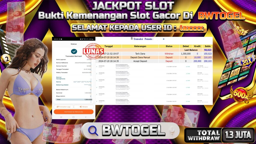 BUKTI JACKPOT SLOT WILD BANDITO TERPERCAYA DI INDONESIA TGL 21-07-2024