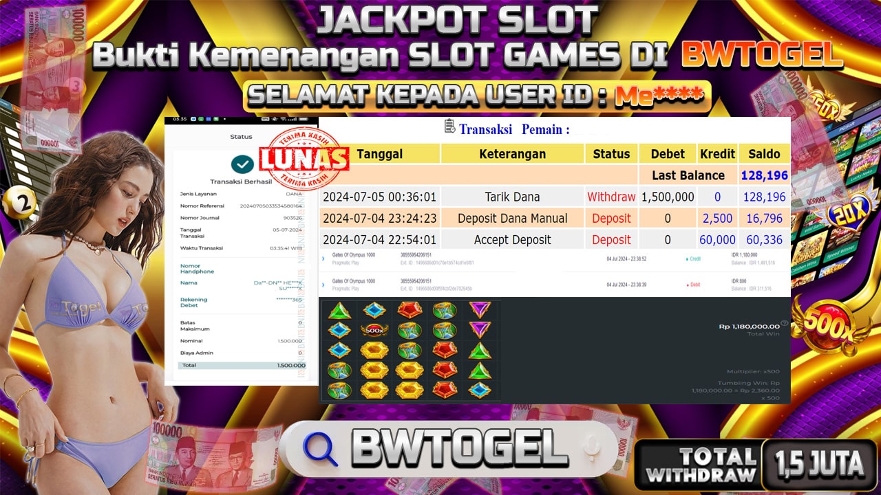 BUKTI JACKPOT SLOT GATES OF OLYMPUS 1000 TERPERCAYA DI INDONESIA TGL 05-07-2024