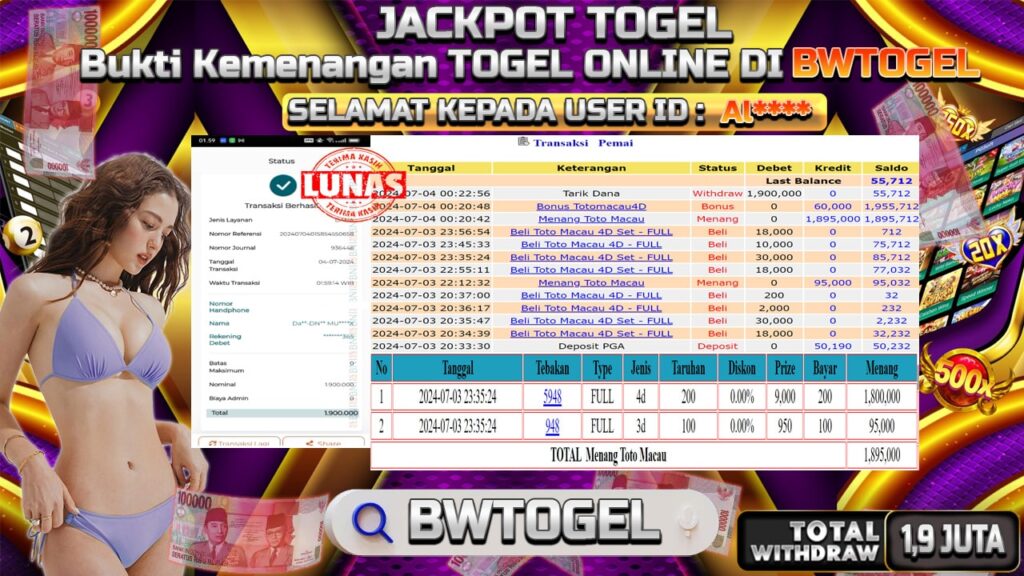 BUKTI JACKPOT TOGEL TOTO MACAU TERPERCAYA DI INDONESIA TGL 04-07-2024