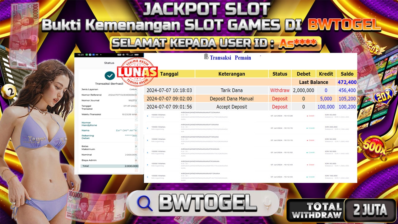 BUKTI JACKPOT SLOT 10000 WISHES TERPERCAYA DI INDONESIA TGL 07-07-2024