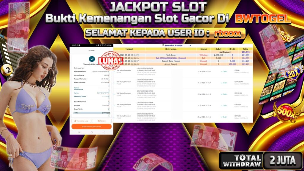 BUKTI JACKPOT SLOT WILD BOUNTY SHOWDOWN TERPERCAYA DI INDONESIA TGL 23-07-2024