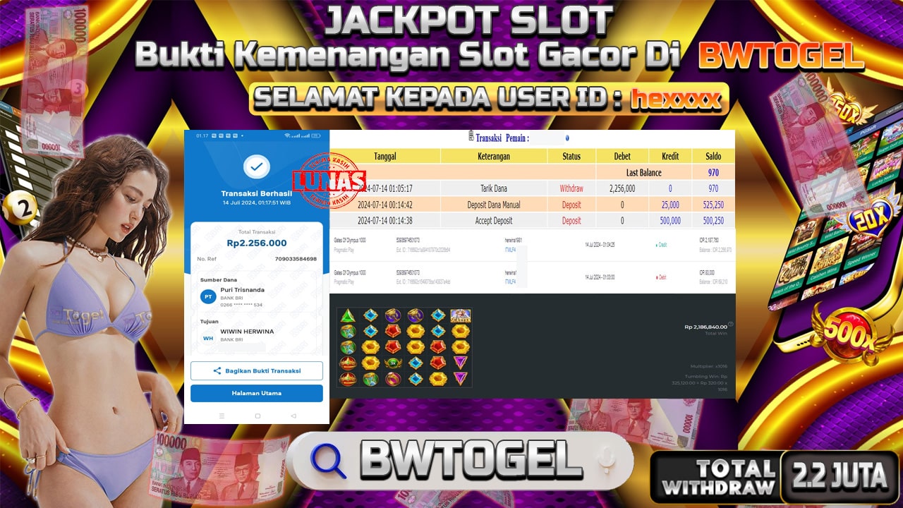 BUKTI JACKPOT SLOT GATES OF OLYMPUS 1000 TERPERCAYA DI INDONESIA TGL 14-07-2024