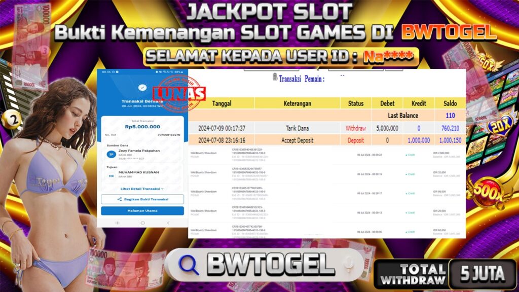 BUKTI JACKPOT SLOT WILD BOUNTY SHOWDOWN TERPERCAYA DI INDONESIA TGL 09-07-2024