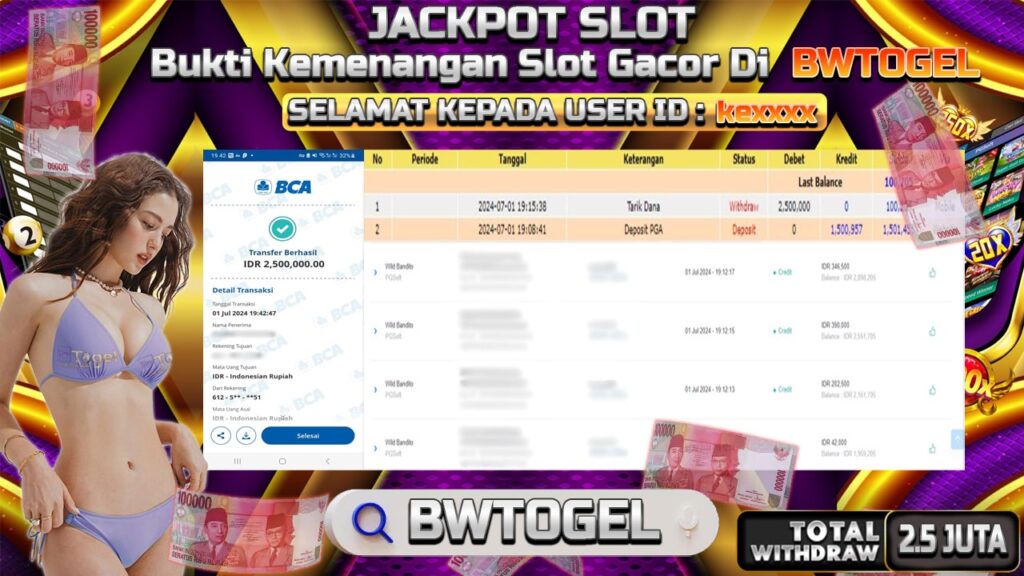 BUKTI JACKPOT SLOT WILD BANDITO TERPERCAYA DI INDONESIA TGL 01-07-2024