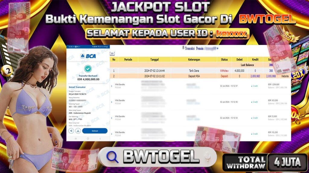 BUKTI JACKPOT SLOT WILD BANDITO TERPERCAYA DI INDONESIA TGL 02-07-2024