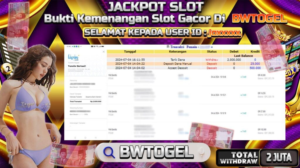 BUKTI JACKPOT SLOT WILD BANDITO TERPERCAYA DI INDONESIA TGL 04-07-2024