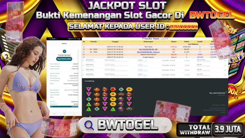 BUKTI JACKPOT SLOT 5000X MANIA TERPERCAYA DI INDONESIA TGL 04-07-2024