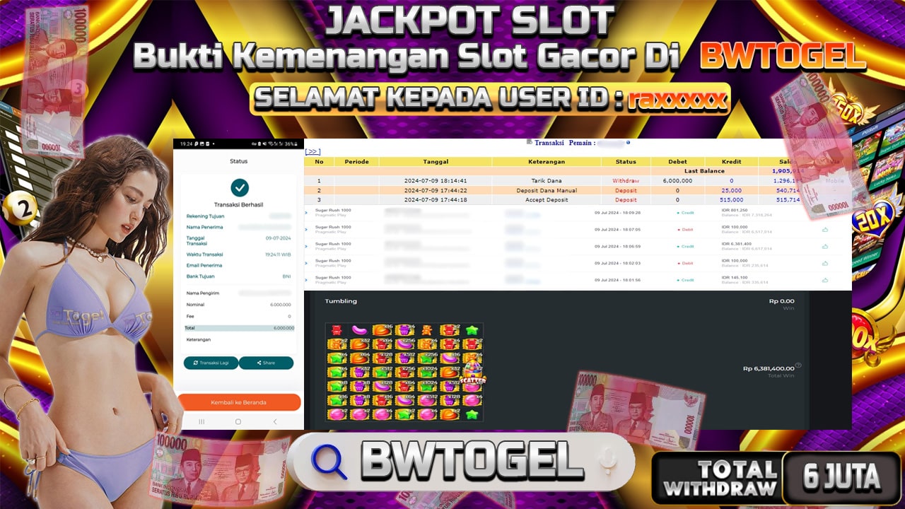 BUKTI JACKPOT SLOT SUGAR RUSH 1000 TERPERCAYA DI INDONESIA TGL 09-07-2024