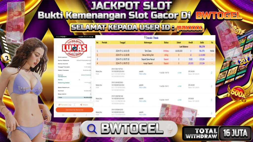 BUKTI JACKPOT SLOT MAHJONG WAYS TERPERCAYA DI INDONESIA TGL 11-07-2024