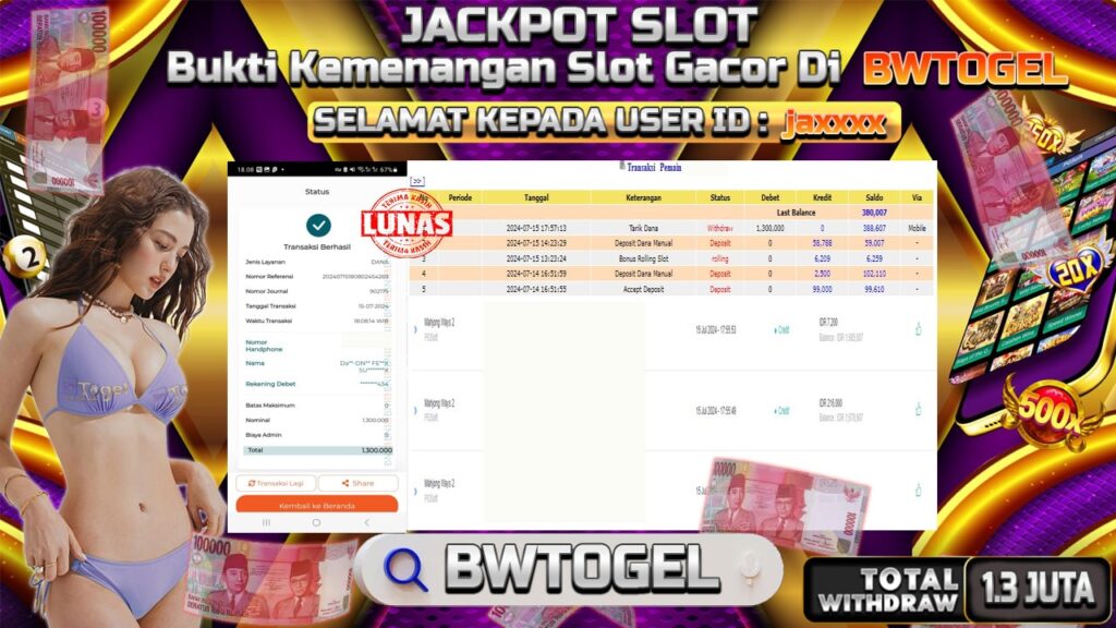 BUKTI JACKPOT SLOT MAHJONG WAYS 2 TERPERCAYA DI INDONESIA TGL 15-07-2024