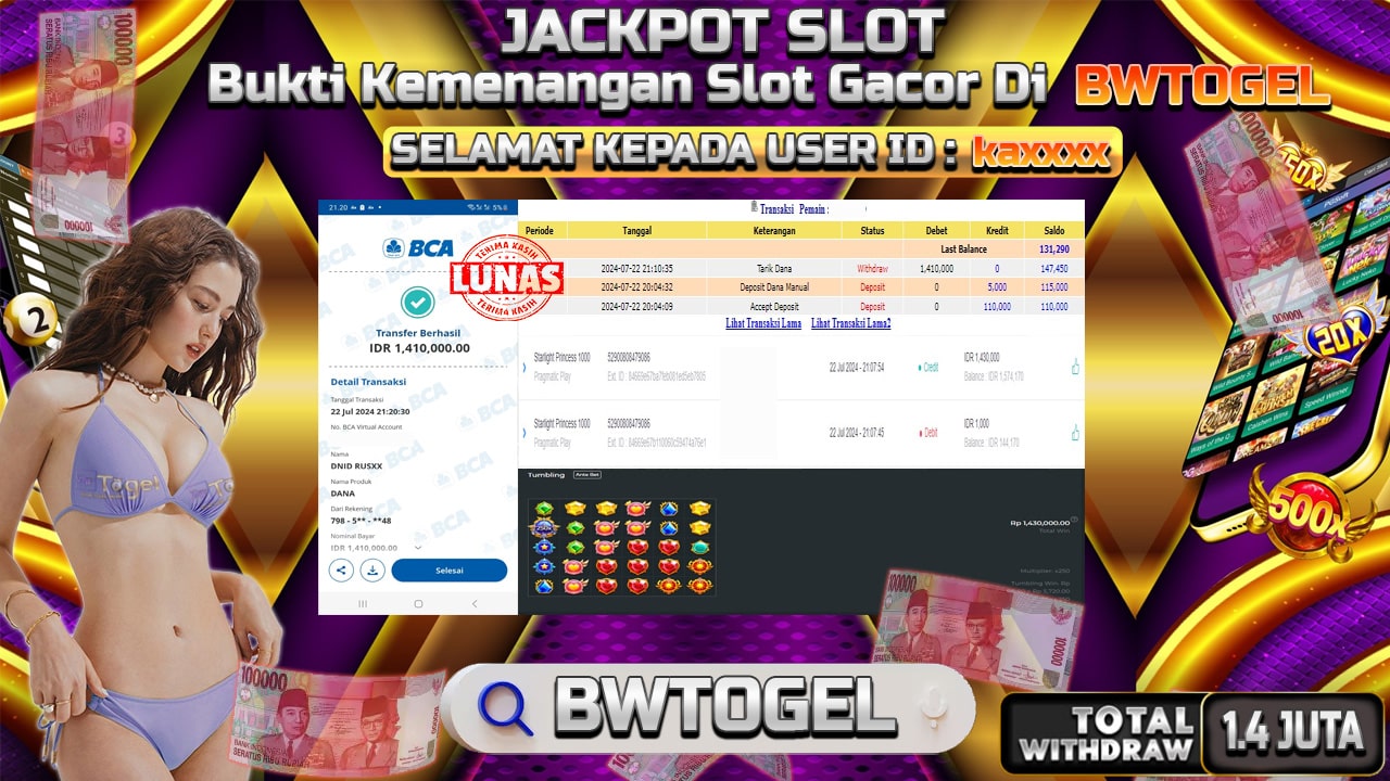 BUKTI JACKPOT SLOT STARLIGHT PRINCESS 1000   TERPERCAYA DI INDONESIA TGL 22-07-2024