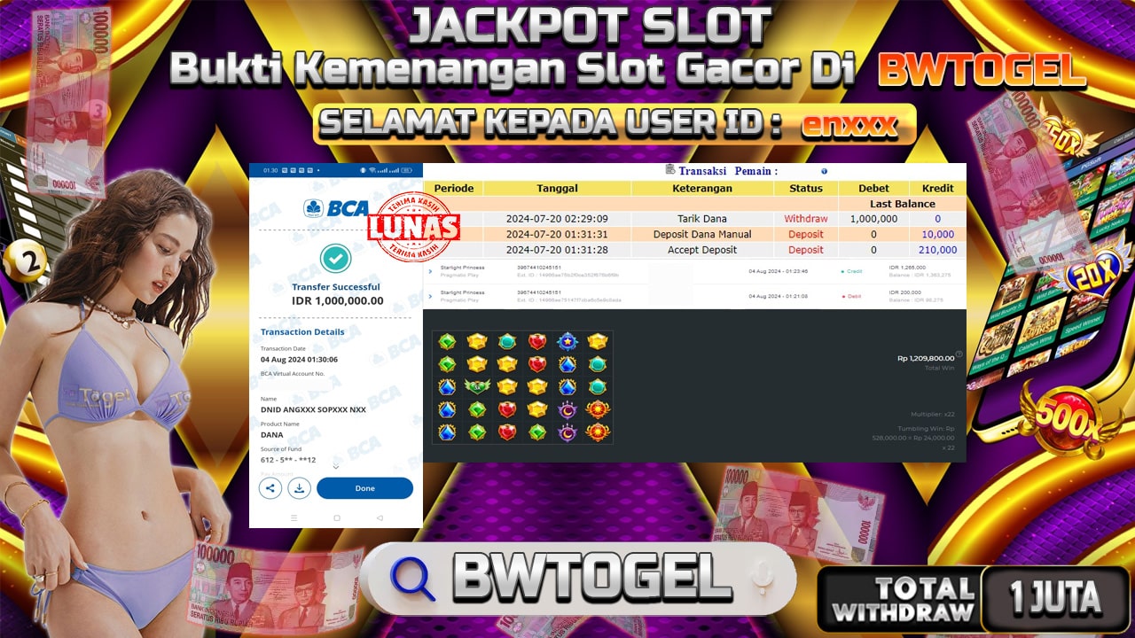 BUKTI JACKPOT SLOT STARLIGHT PRINCESS TERPERCAYA DI INDONESIA TGL 04-08-2024