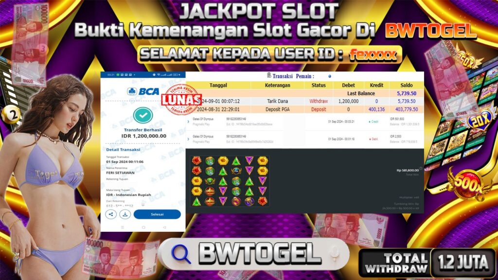 BUKTI JACKPOT SLOT GATES OF OLYMPUS TERPERCAYA DI INDONESIA TGL 01-09-2024