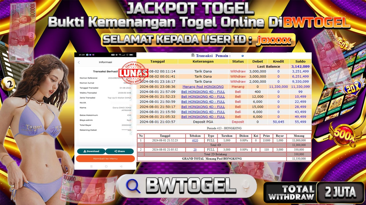 BUKTI JACKPOT TOGEL POOL HONGKONG TERPERCAYA DI INDONESIA TGL 02-08-2024