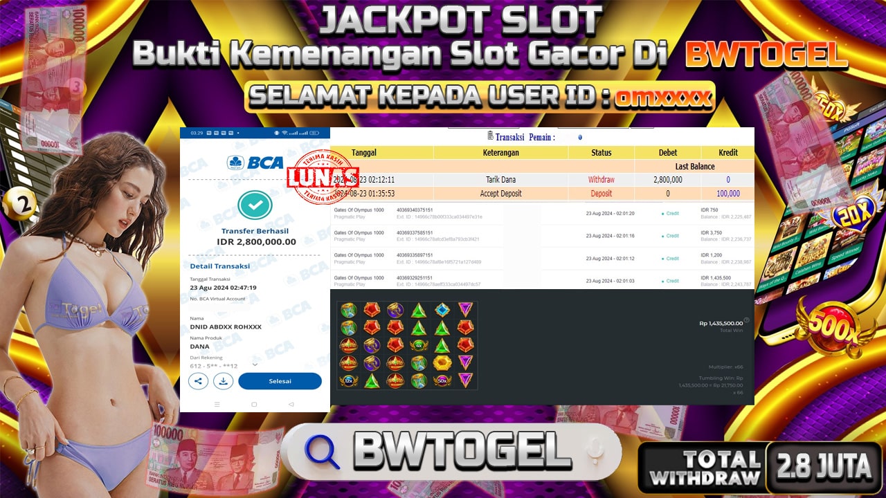 BUKTI JACKPOT SLOT GATES OF OLYMPUS 1000 TERPERCAYA DI INDONESIA TGL 23-08-2024