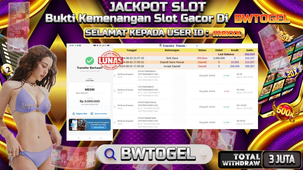 BUKTI JACKPOT SLOT WILD BOUNTY SHOWDOWN TERPERCAYA DI INDONESIA TGL 04-08-2024