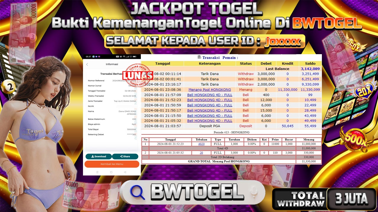 BUKTI JACKPOT TOGEL POOL HONGKONG TERPERCAYA DI INDONESIA TGL 02-08-2024