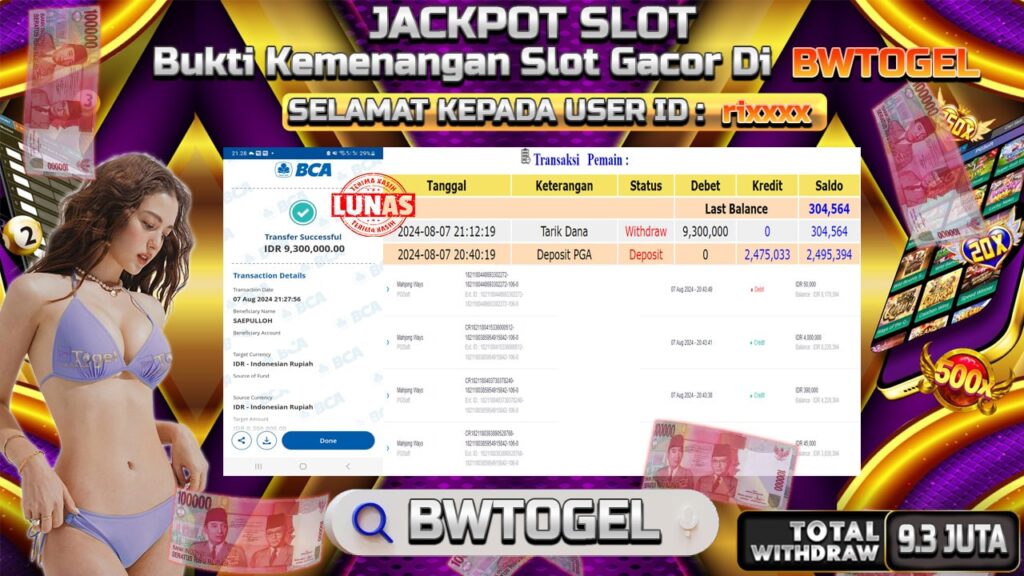 BUKTI JACKPOT SLOT MAHJONG WAYS TERPERCAYA DI INDONESIA TGL 07-08-2024