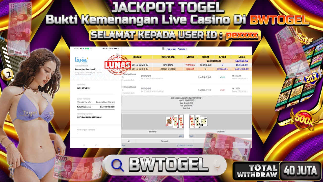 BUKTI JACKPOT SPEED BACCARAT 11 TERPERCAYA DI INDONESIA TGL 10-08-2024