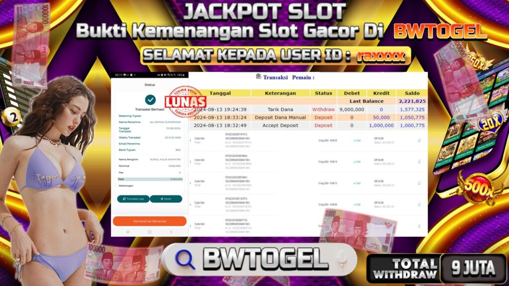 BUKTI JACKPOT SLOT CRYPTO GOLD TERPERCAYA DI INDONESIA TGL 13-08-2024