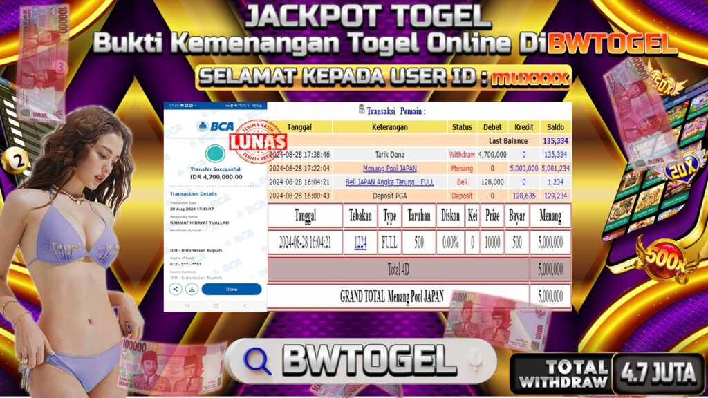 BUKTI JACKPOT TOGEL POOL JAPAN TERPERCAYA DI INDONESIA TGL 28-08-2024