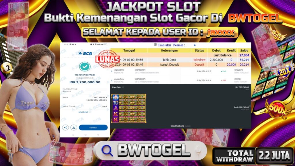 BUKTI JACKPOT SLOT ANGEL VS SINNER TERPERCAYA DI INDONESIA TGL 08-09-2024