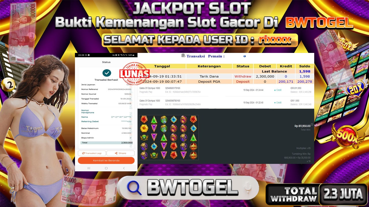 BUKTI JACKPOT SLOT GATES OF OLYMPUS 1000 TERPERCAYA DI INDONESIA TGL 19-09-2024