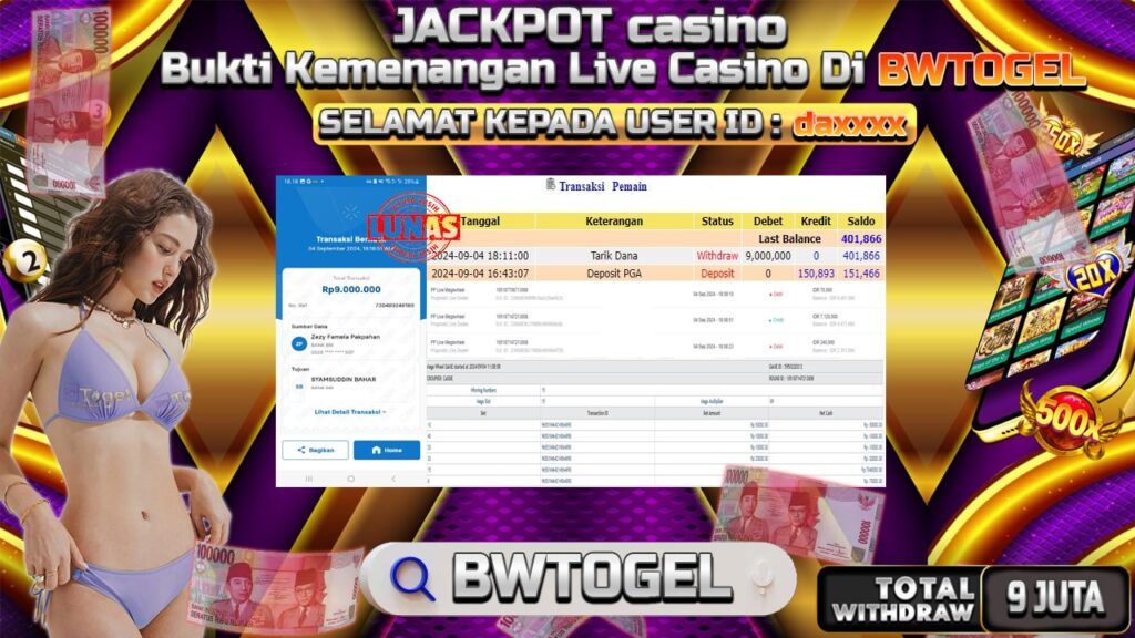 BUKTI JACKPOT CASINO PP LIVE MEGAWHEEL TERPERCAYA DI INDONESIA TGL 04-09-2024