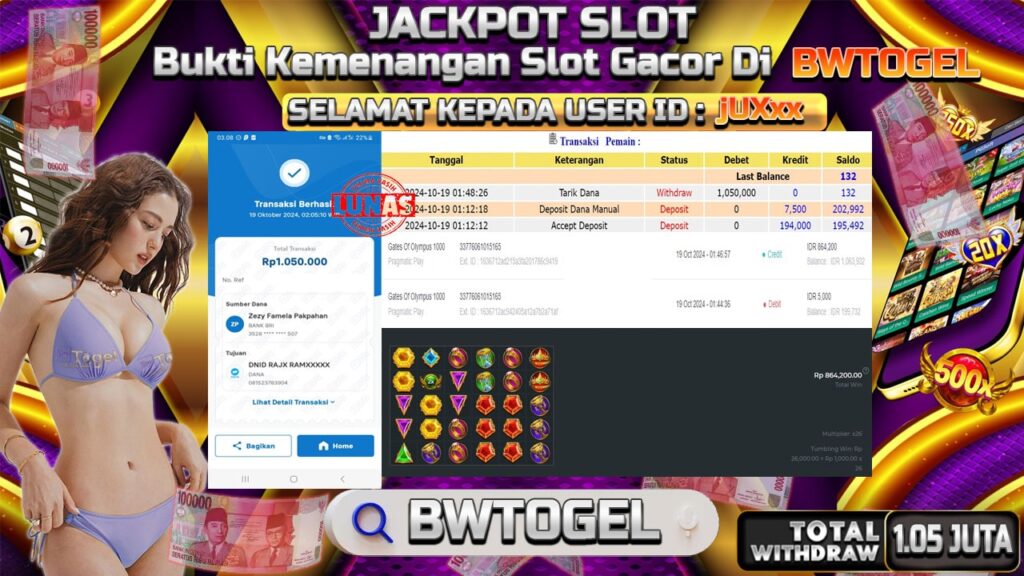 BUKTI JACKPOT SLOT GATES OF OLYMPUS 1000 TERPERCAYA DI INDONESIA TGL 19-10-2024