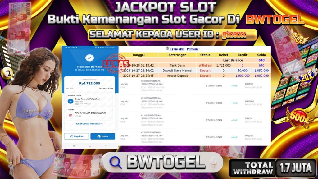 BUKTI JACKPOT SLOT LUCKY NEKO TERPERCAYA DI INDONESIA TGL 28-10-2024