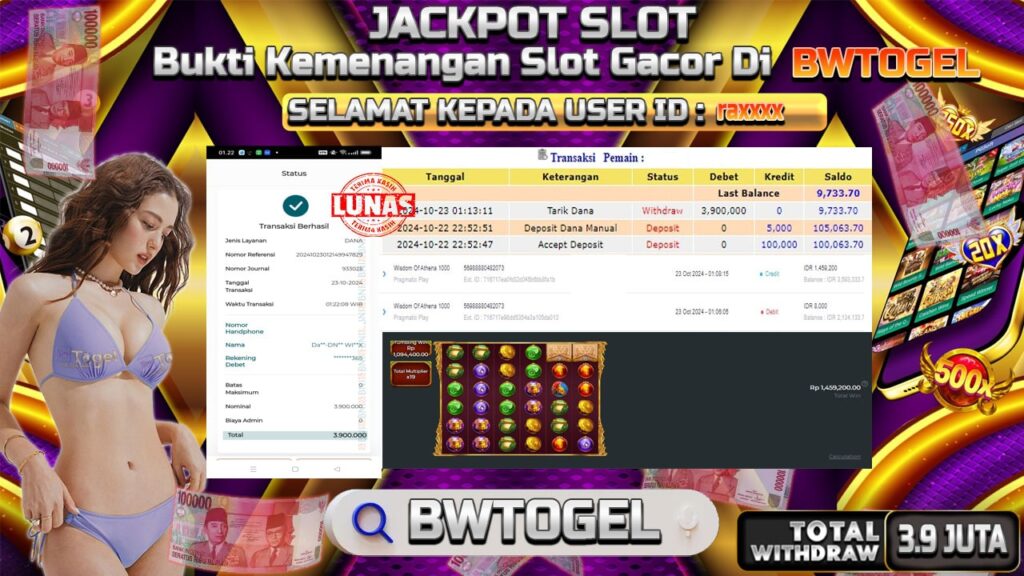 BUKTI JACKPOT SLOT WISDOM OF ATHENA 1000 TERPERCAYA DI INDONESIA TGL 23-10-2024