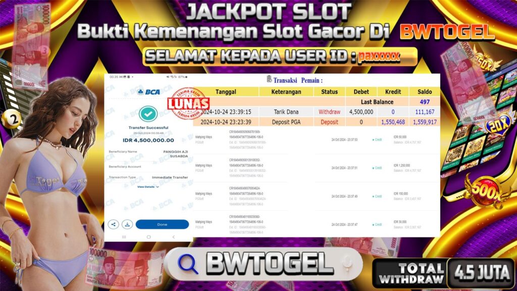 BUKTI JACKPOT SLOT MAHJONG WAYS TERPERCAYA DI INDONESIA TGL 25-10-2024