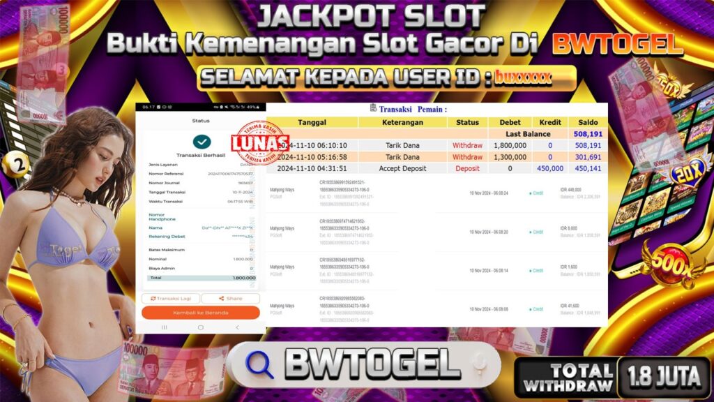 BUKTI JACKPOT SLOT MAHJONG WAYS TERPERCAYA DI INDONESIA TGL 10-11-2024