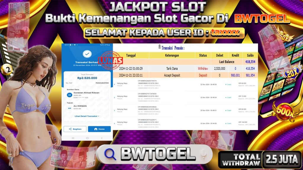 BUKTI JACKPOT SLOT MAHJONG WAYS TERPERCAYA DI INDONESIA TGL 22-11-2024