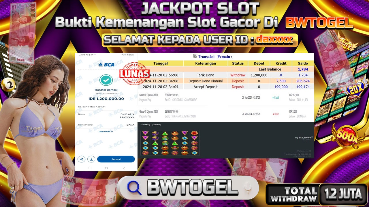 BUKTI JACKPOT SLOT GATES OF OLYMPUS 1000 TERPERCAYA DI INDONESIA TGL 28-11-2024