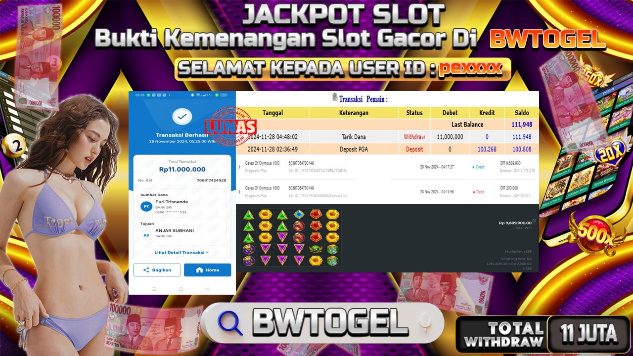 BUKTI JACKPOT SLOT GATES OF OLYMPUS 1000 TERPERCAYA DI INDONESIA TGL 28-11-2024