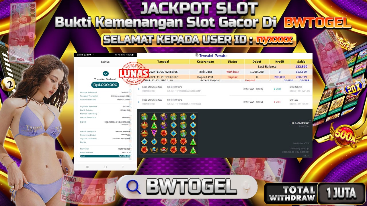 BUKTI JACKPOT SLOT GATES OF OLYMPUS 1000 TERPERCAYA DI INDONESIA TGL 30-11-2024