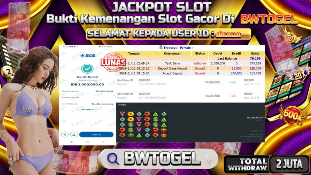 BUKTI JACKPOT SLOT GATES OF OLYMPUS 1000 TERPERCAYA DI INDONESIA TGL 11-11-2024