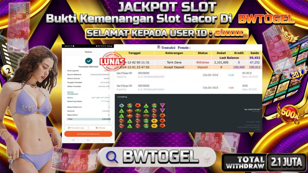 BUKTI JACKPOT SLOT GATES OF OLYMPUS 1000 TERPERCAYA DI INDONESIA TGL 02-12-2024