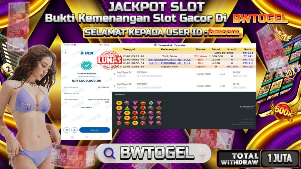 BUKTI JACKPOT SLOT GATES OF OLYMPUS 1000 TERPERCAYA DI INDONESIA TGL 09-12-2024