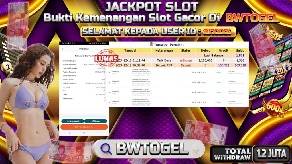 BUKTI JACKPOT SLOT PINATA WINS TERPERCAYA DI INDONESIA TGL 12-12-2024