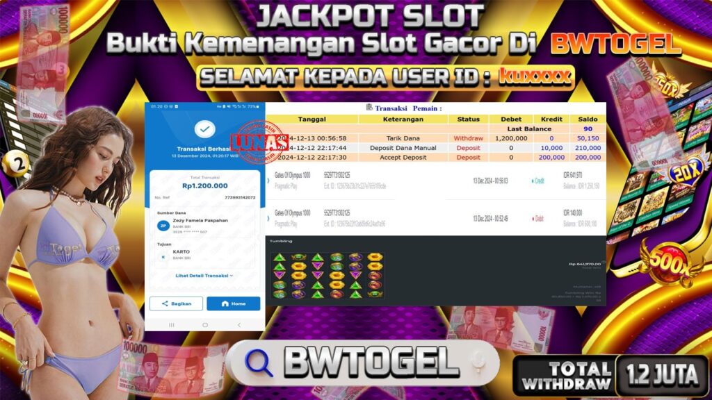 BUKTI JACKPOT SLOT GATES OF OLYMPUS 1000 TERPERCAYA DI INDONESIA TGL 13-12-2024