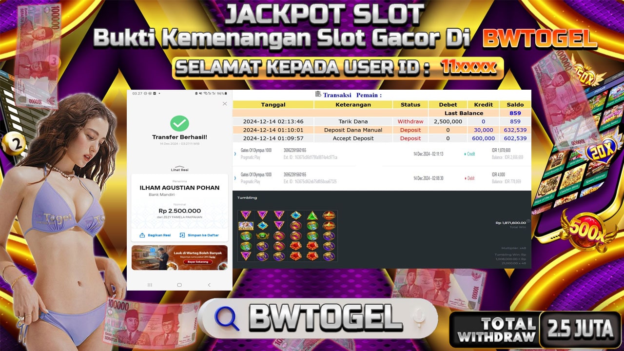 BUKTI JACKPOT SLOT GATES OF OLYMPUS 1000 TERPERCAYA DI INDONESIA TGL 14-12-2024