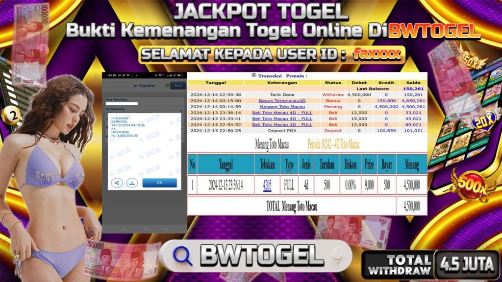 BUKTI JACKPOT TOGEL TOTO MACAU TERPERCAYA DI INDONESIA TGL 14-12-2024