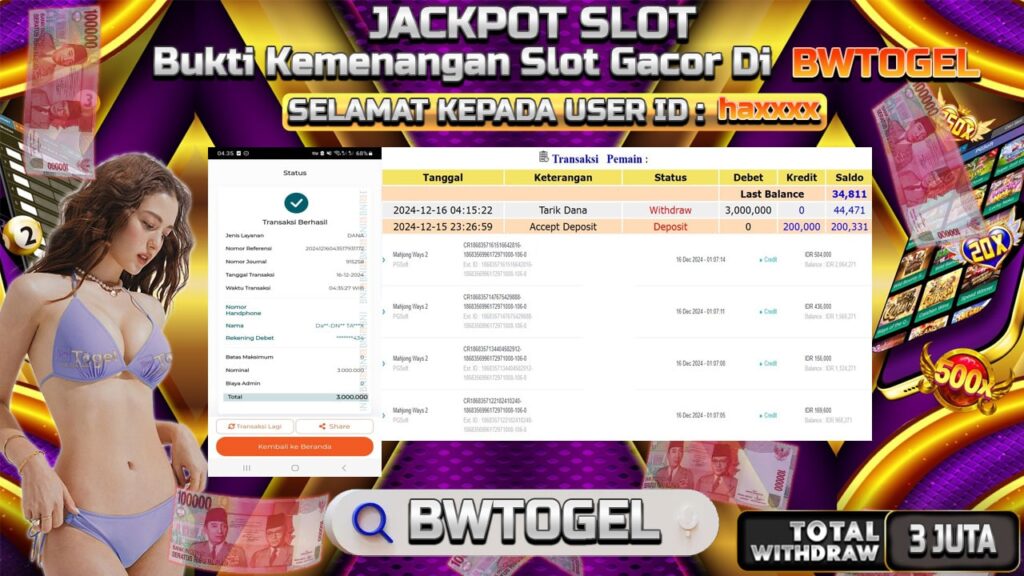 BUKTI JACKPOT SLOT MAHJONG WAYS 2 TERPERCAYA DI INDONESIA TGL 16-12-2024