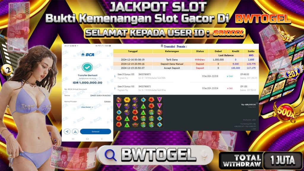 BUKTI JACKPOT SLOT GATES OF OLYMPUS 1000 TERPERCAYA DI INDONESIA TGL 16-12-2024